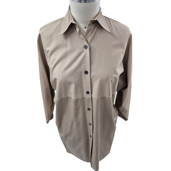 VTG NWT Jennifer George 100% Cotton 1973 Button down Shirt Dress Tan Sz 4 - Picture 3 of 8